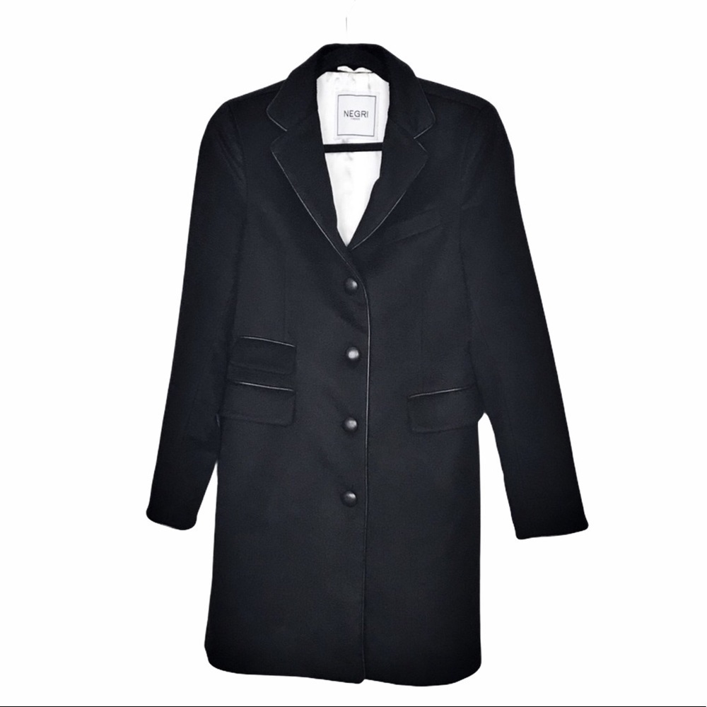 Michele Negri Firenze Black Wool Cashmere Coat